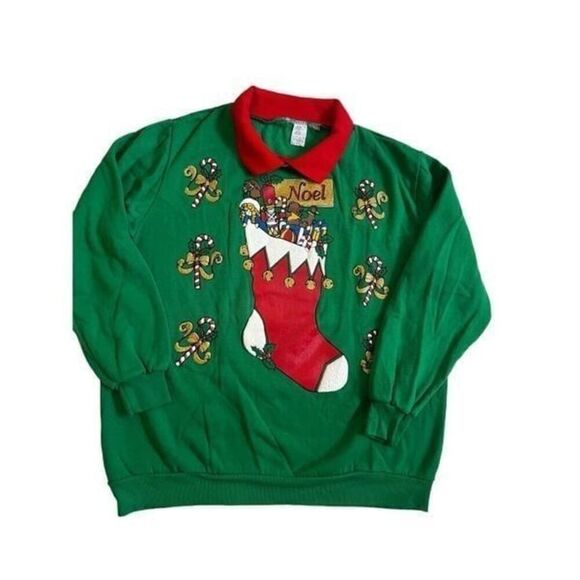 Vintage UGLY SWEATER NOEL BESTIE SIZE L made in USA - Picture 1 of 8